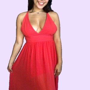 Coral maxi dress